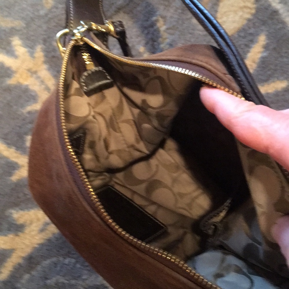 Coach suede bag with leather trim - Picture 6 of 8